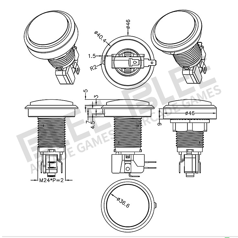 BLEE-Arcade Stick Buttons arcade Push Buttons On Blee Arcade Parts