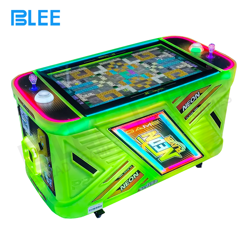 2-player vehicle combat Front view of BLEE Neon Player Bubble Car Battle showcasing vibrant rotomolded cabinet with dual control stations