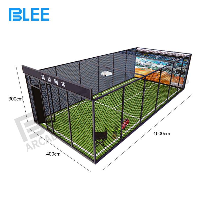 Complete BLEE Digital Tennis Pro court setup in 10x4.5x3 meter interactive space