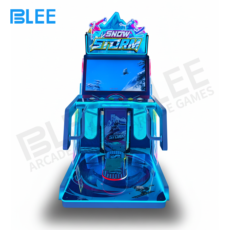 BLEE Snowstorm Racer Player immersed in winter racing gameplay with specialized snow handlebar controls