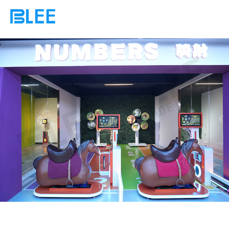 Chinese horseback archery Complete BLEE Heritage Rider Archery installation showing dual rocking horse setup with cultural design elements