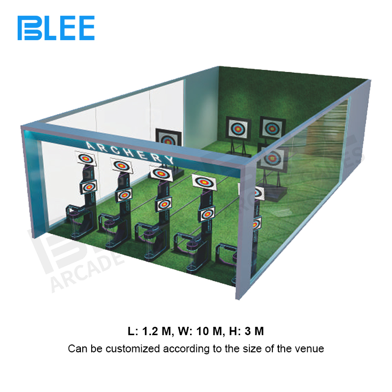Professional BLEE Dynamic Archery Range installation showing 10-meter customizable shooting lane