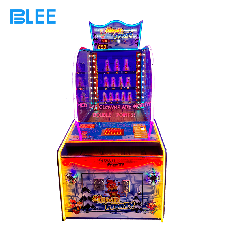 amusement-center-redemption-game Complete front view of BLEE Crazy Clown 1 arcade machine featuring vibrant classic carnival clown graphics