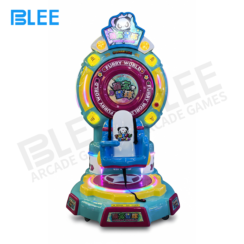 animal character ride Front view of BLEE Adorable Pet Planet rotating ride showcasing vibrant animal-themed glass fiber design and ergonomic seating