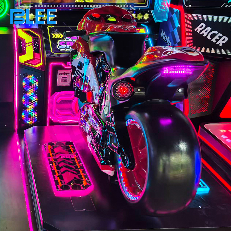 The unit in a dark environment, with vibrant LED lighting creating a futuristic arcade zone atmosphere.