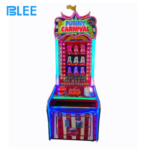 Complete panoramic view of BLEE Party Fever arcade machine showcasing vibrant celebration-themed graphics and colorful lighting effects