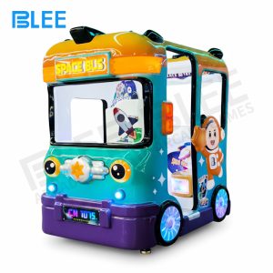 Full front view of BLEE Wonderful Bus showcasing vibrant bus design with dual integrated screens