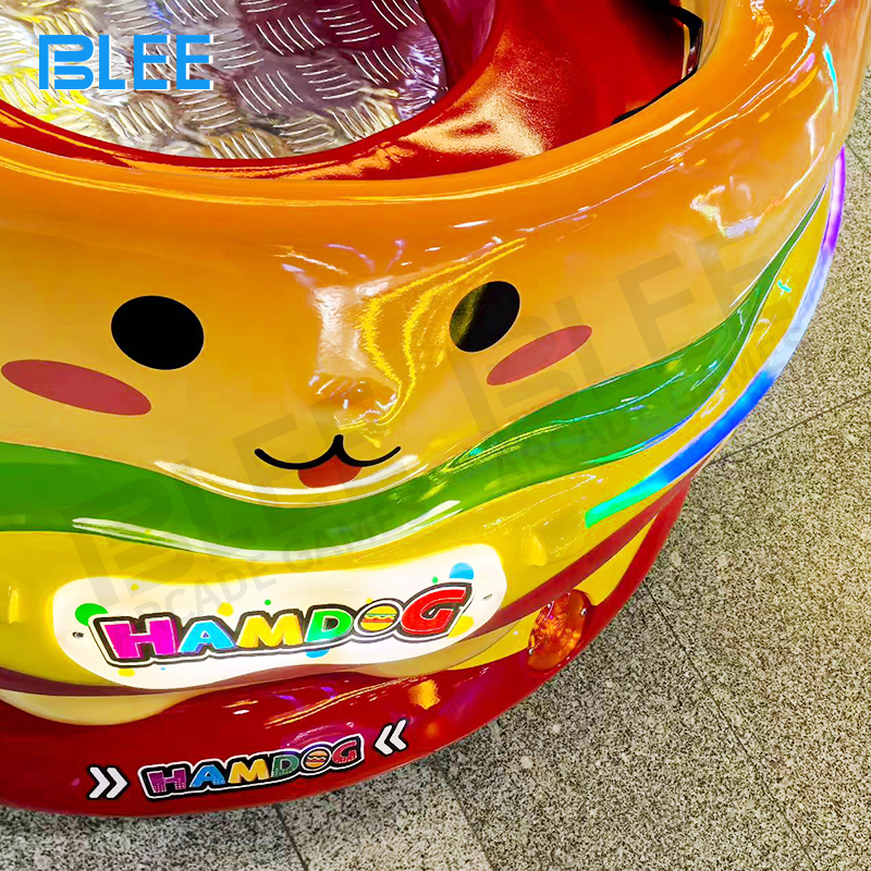 Two children enjoying the rotating experience together with animated entertainment screen visible