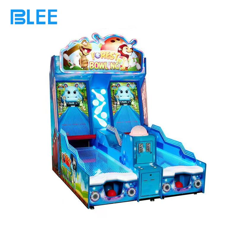 coin operated bowling game Group of players enjoying multiplayer bowling action on BLEE redemption machine