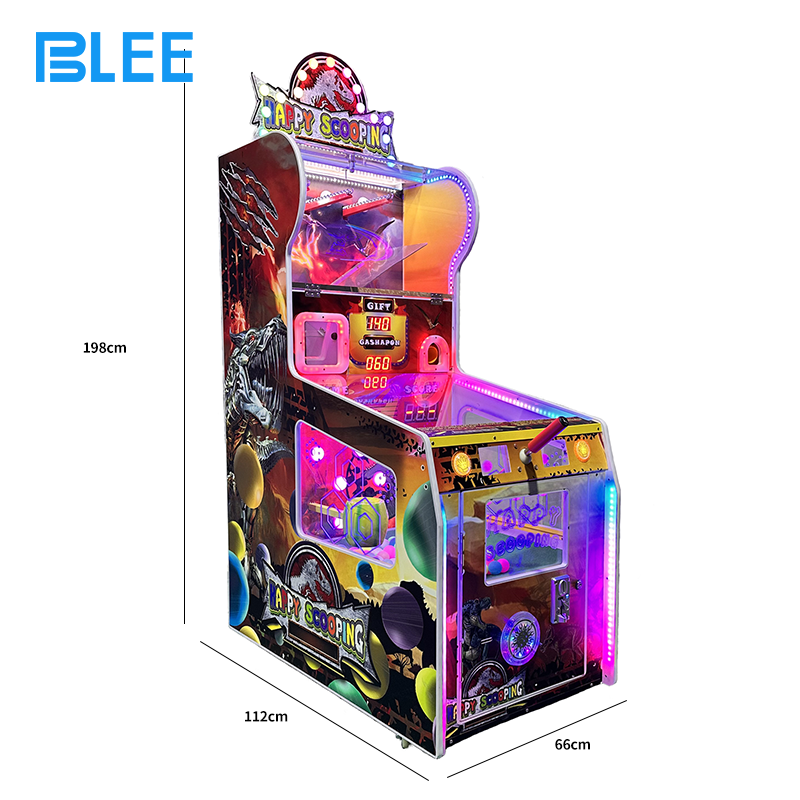 Front view of the BLEE Fun Ball Fishing arcade game with its bright, ocean-themed cabinet and colorful ball pool.