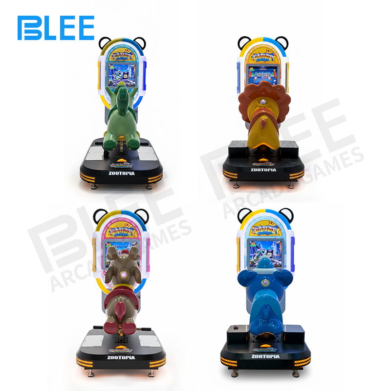 coin operated kiddie ride Three-quarter rear view highlighting the elephant's detailed back texture and tail positioning