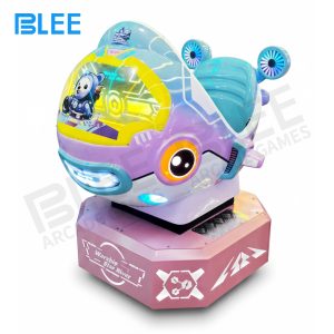 Child experiencing 360-degree rotation during immersive space combat gameplay