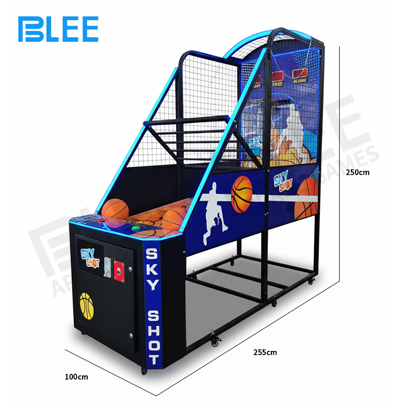 Complete BLEE FlexHoops Elite folding basketball arcade in gameplay position