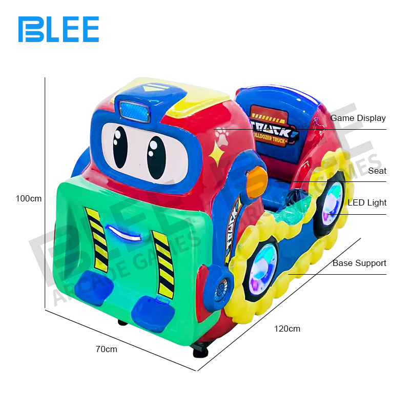 Close-up of the detailed bulldozer cabin with instrument panel, joystick controls, and safety seat