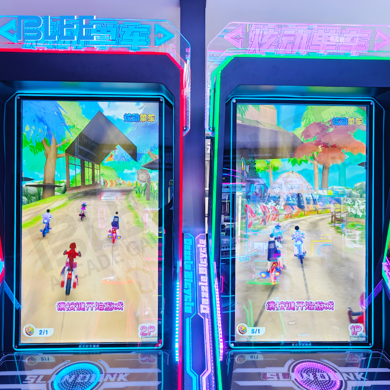 Four selectable animated cyclists with unique characteristics and styles