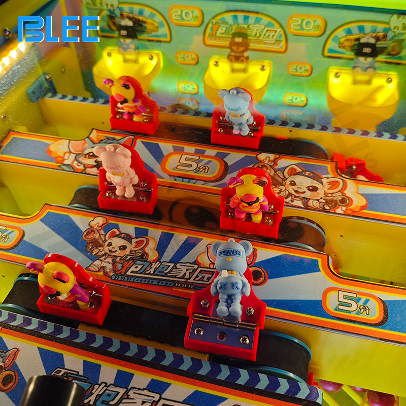 Multiple units arranged together creating interactive shooting gallery experience