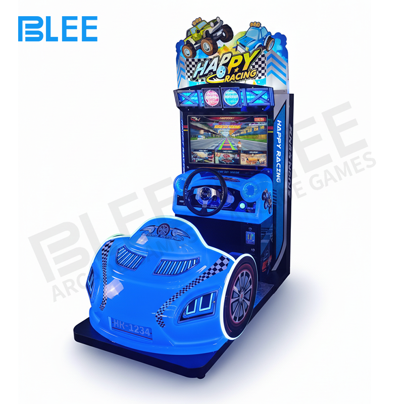 low power arcade Side profile highlighting the compact 850x1330x1770mm dimensions and aerodynamic design