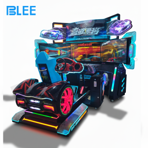 Close-up view of the triple racing station connection system and cable management