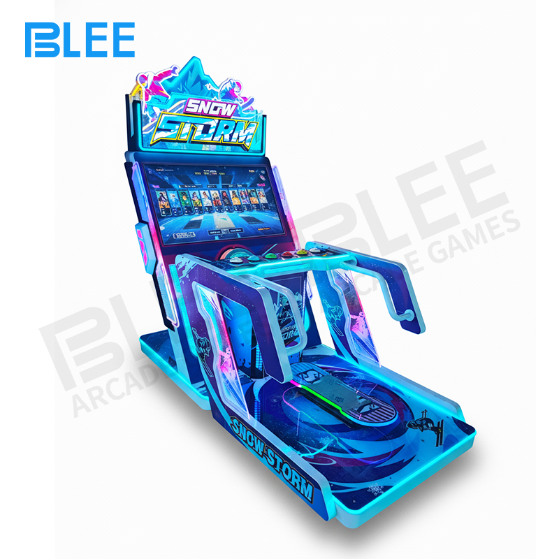 single-player arcade Close-up of the expansive 47-inch high-definition display showing detailed snowy environments and ice physics