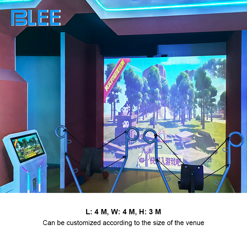 75-inch infrared screen displaying wilderness environment with diverse interactive targets