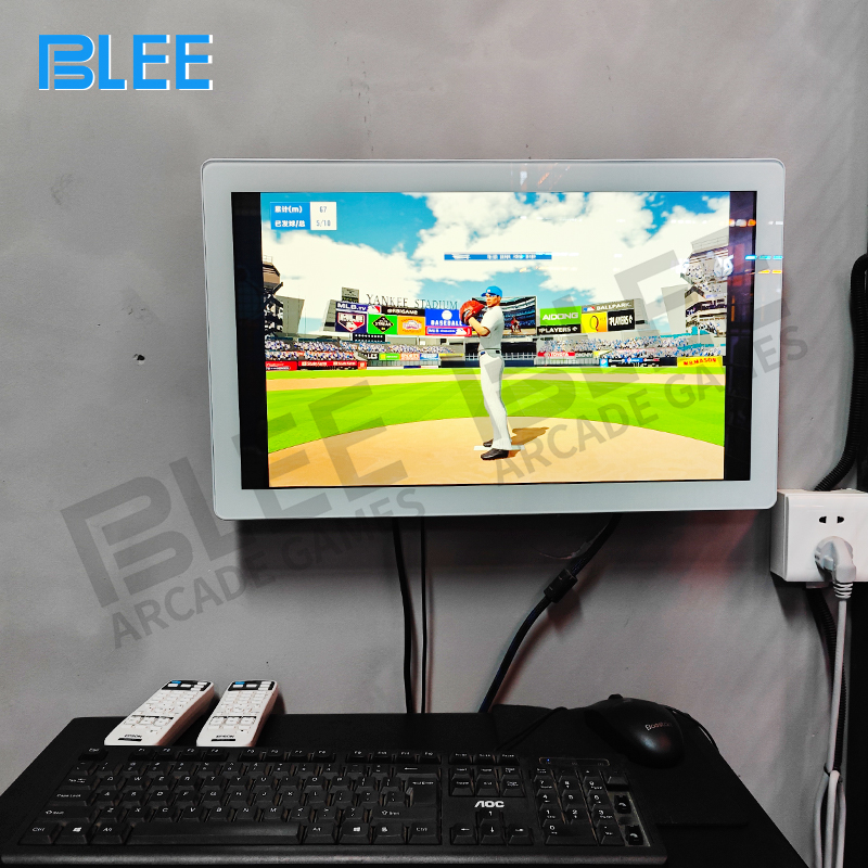 Touchscreen control panel selecting pitch types, difficulty levels, and training modes