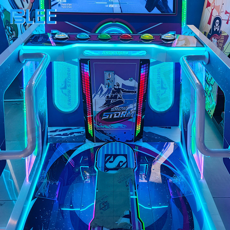 Dynamic winter racing environments featuring blizzards, ice tracks, and mountain snowscapes