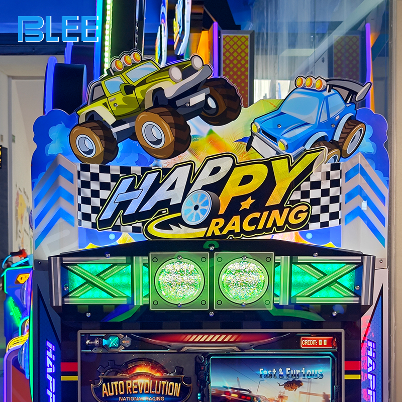 Control panel interface with start button, gear shift, and game selection options