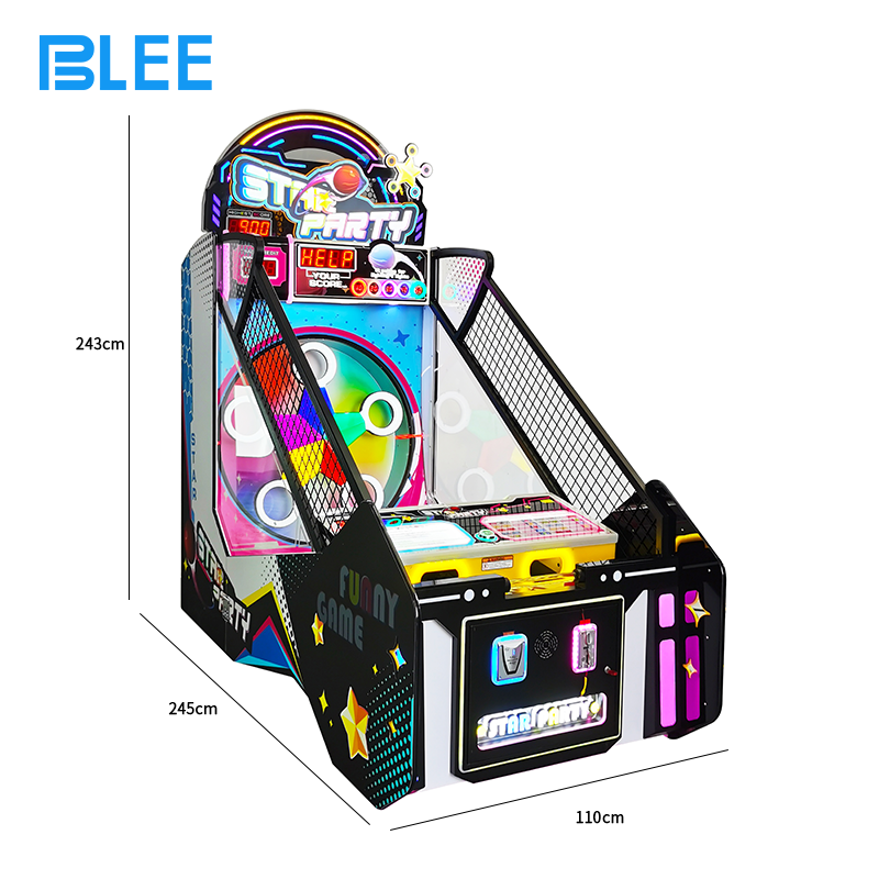 Family group engaged in cooperative cosmic gameplay on the planetary-themed redemption machine