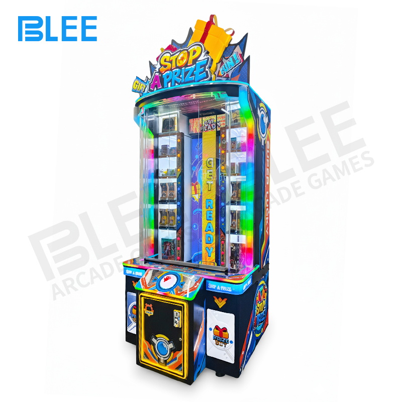 ticket dispensing machine Dynamic lighting system highlighting different prize zones with corresponding color illumination