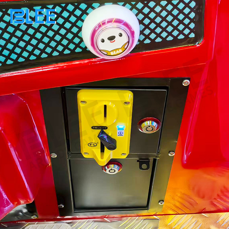 Detailed view of the realistic steering wheel, gear shifter and dashboard controls