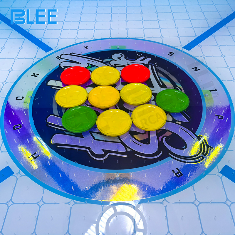 A family with two children enjoying a competitive 2-player game on the Ice Hockey Sniper.