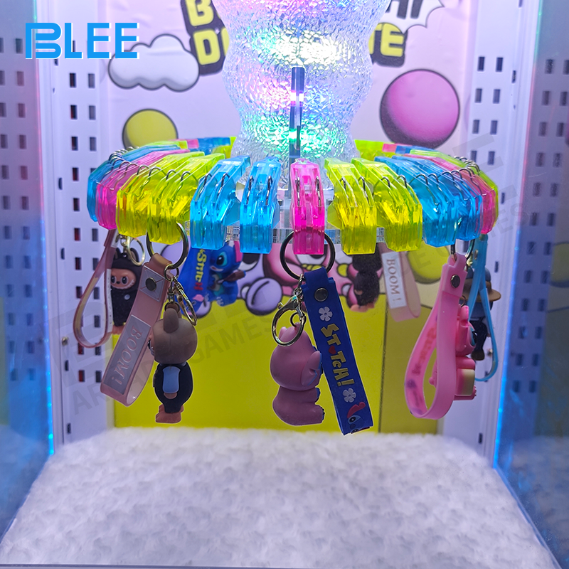 Interior view displaying the spacious prize chamber filled with various gift items.