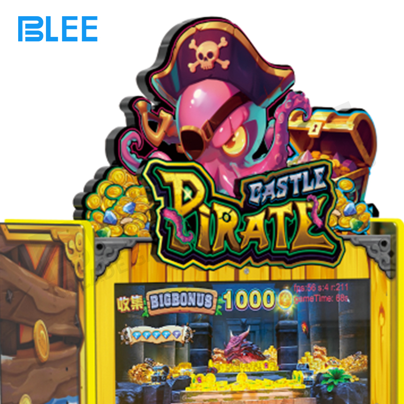 Multiple BLEE arcade games, including Pirate Castle, arranged in a high-traffic zone of a family entertainment center.