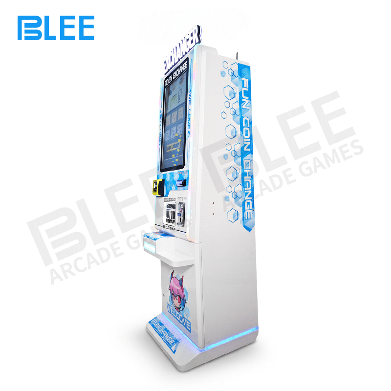 premium arcade payment kiosk Tokens being dispensed smoothly and reliably from the output chute into a token cup.