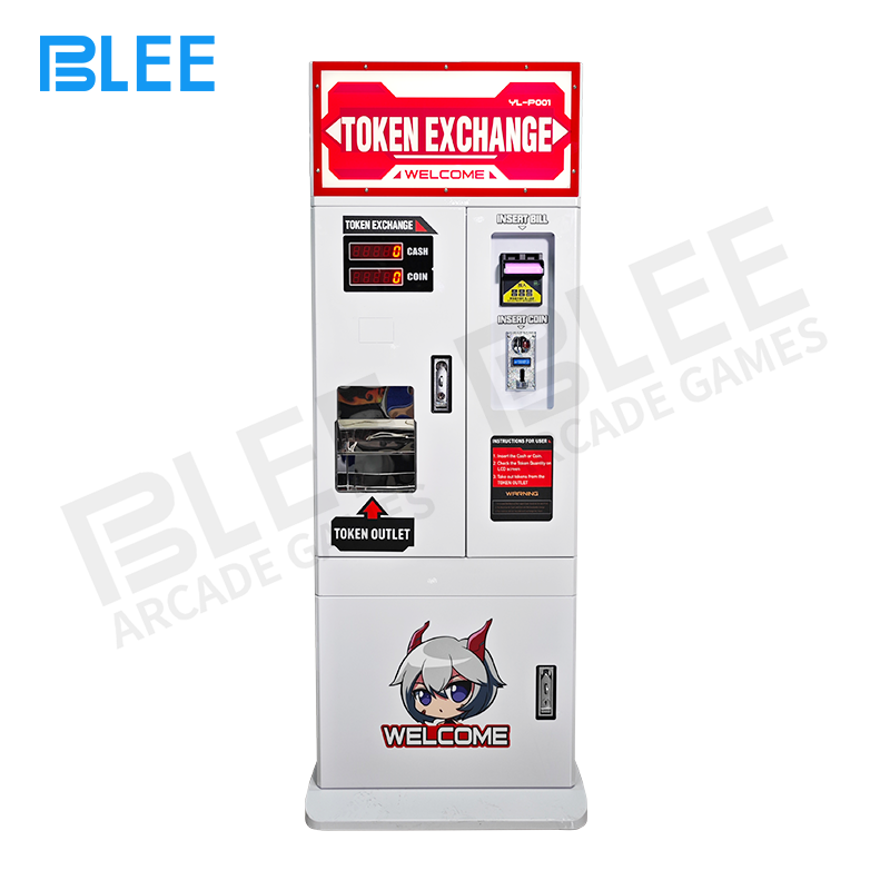 coin change machine Front view showcasing the dual-door design with digital display and payment interfaces.