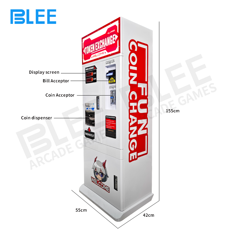 Close-up of the digital tube display showing transaction amount and instructions in English.