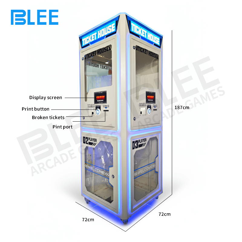 Front view showcasing the innovative three-sided design with digital display panels on each side.