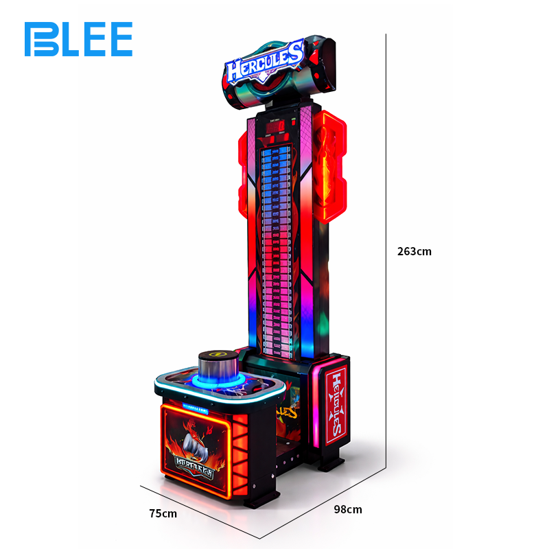 BLEE Power Strike Hammer Game with towering 263cm cabinet prominently featured in an arcade.