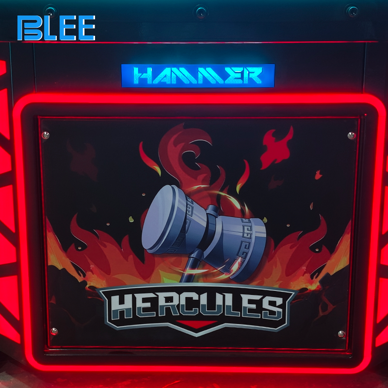 Close-up of LED run-way display showing light levels climbing based on strike force.