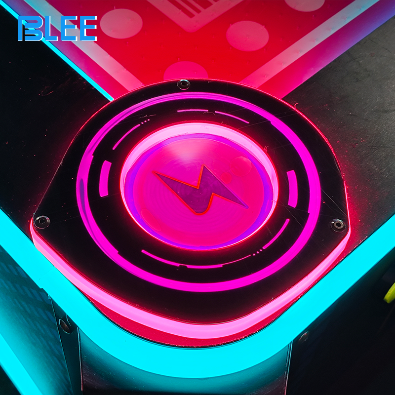 Dynamic action shot of a puck entering the goal with automatic return mechanism activating.