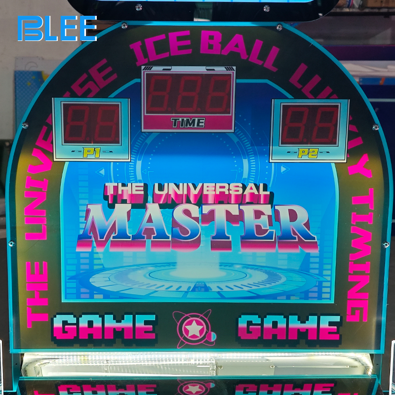 Interior view of the automatic ball return system channeling scored pucks back to players.