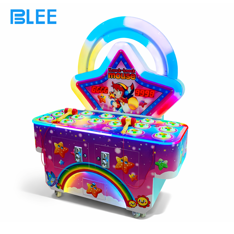 cheerful music arcade BLEE Star Knock Mouse Arcade Game with dazzling LED lighting featured in a busy children’s entertainment center.