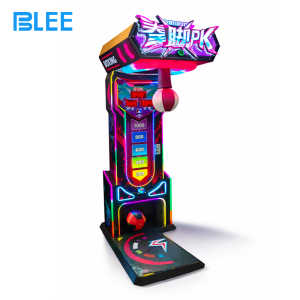 Close-up of the digital display showing punch and kick force readings with current record.