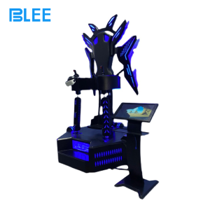 Full front view showcasing the wing-shaped cabinet design, Dapeng E3S headset, and 19-inch spectator screen.