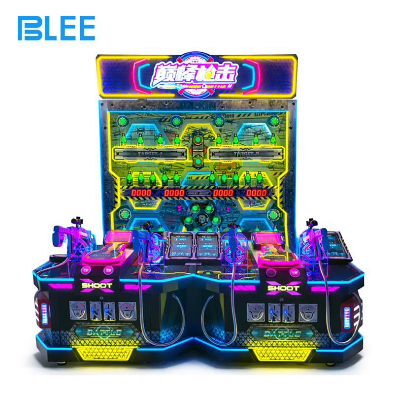 high-power arcade game Crowd of spectators gathered behind players during intense multiplayer competition.