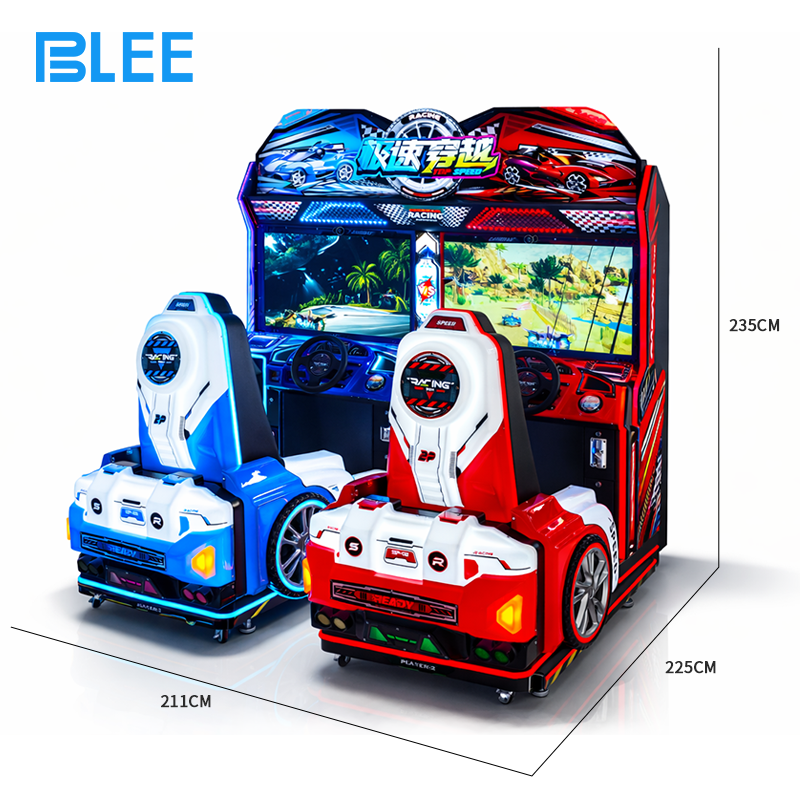 Two players engaged in head-to-head competitive racing on newly customized high-speed tracks.