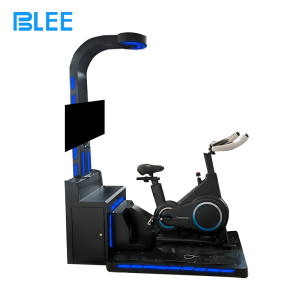 Close-up of the motion platform mechanism showing tilt and vibration response to virtual terrain.