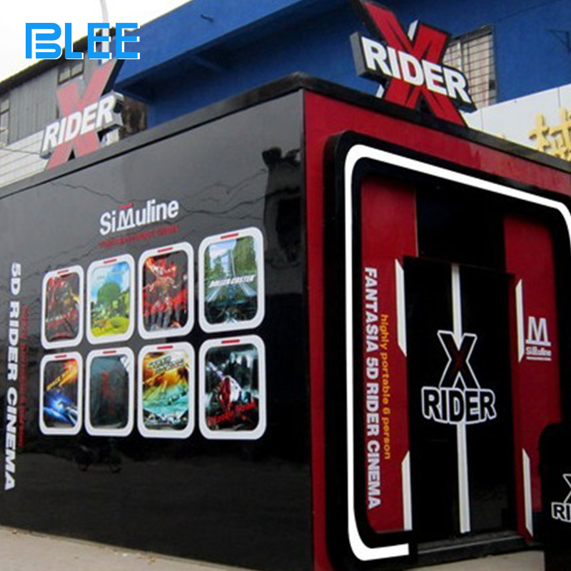 Environmental effect system showing wind fans, water misters, and scent diffusers around each seat.