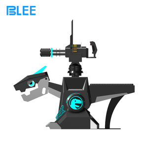 Full front view showcasing the compact L1900×W900 mm footprint, LED headset, and 19-inch spectator screen.