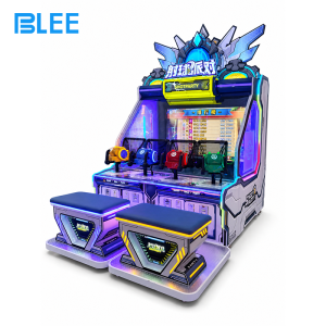 BLEE 4-Player Ball Shooter Arcade (247×180×267cm) with vibrant sports-themed cabinet featured in an arcade redemption zone.